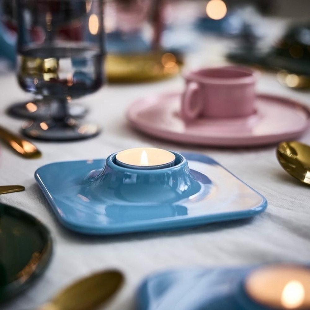 New Gustaf Westman Ikea Limited Edition Vinterfint Tealight Blue Candle Holder